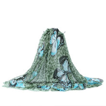 Lightweight Polyester Butterfly Printed Long Scarf
